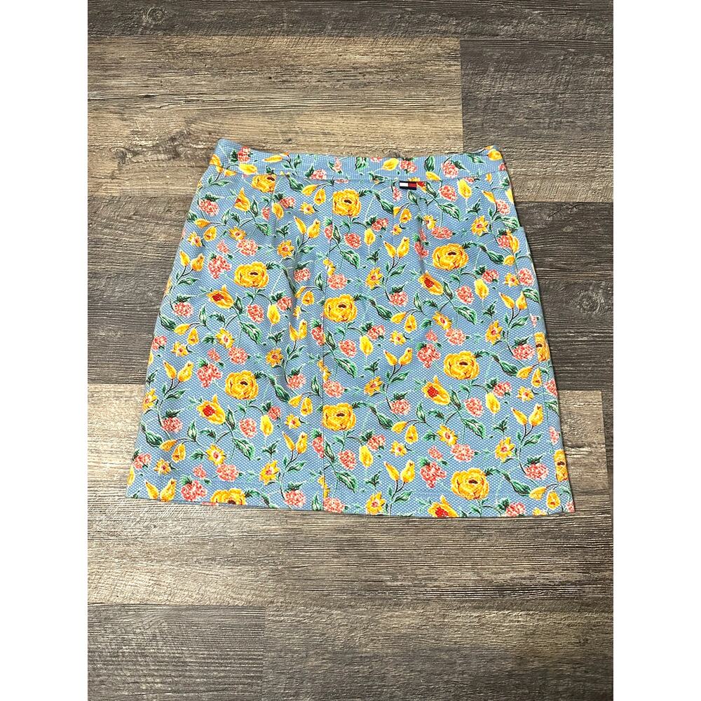 Tommy Hill Figure Floral Blue Skirt Size 10 P - Picture 1 of 3